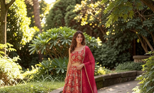 A Carmine Mendhi Outfit