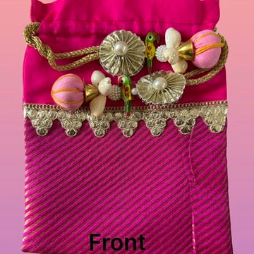 Hot Pink Striped Potli