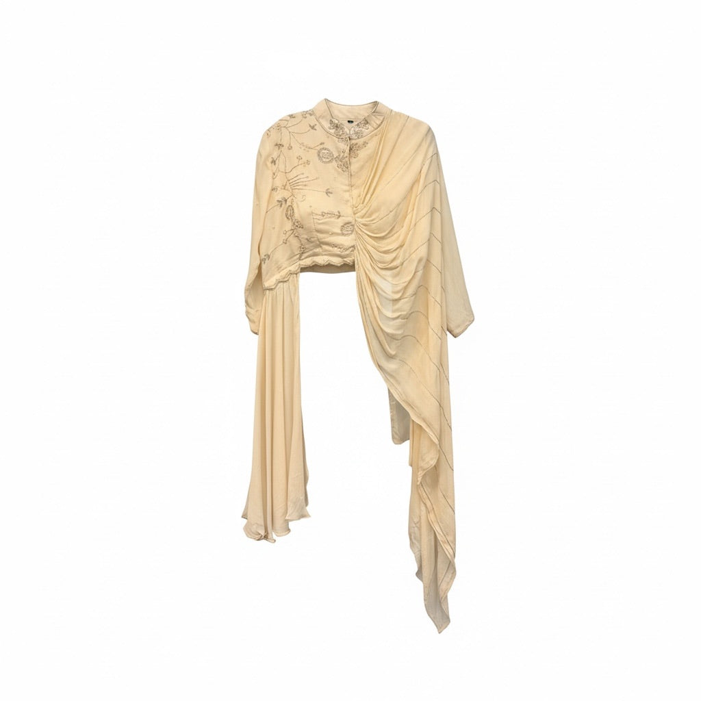 One Sleeve Draped Lengha