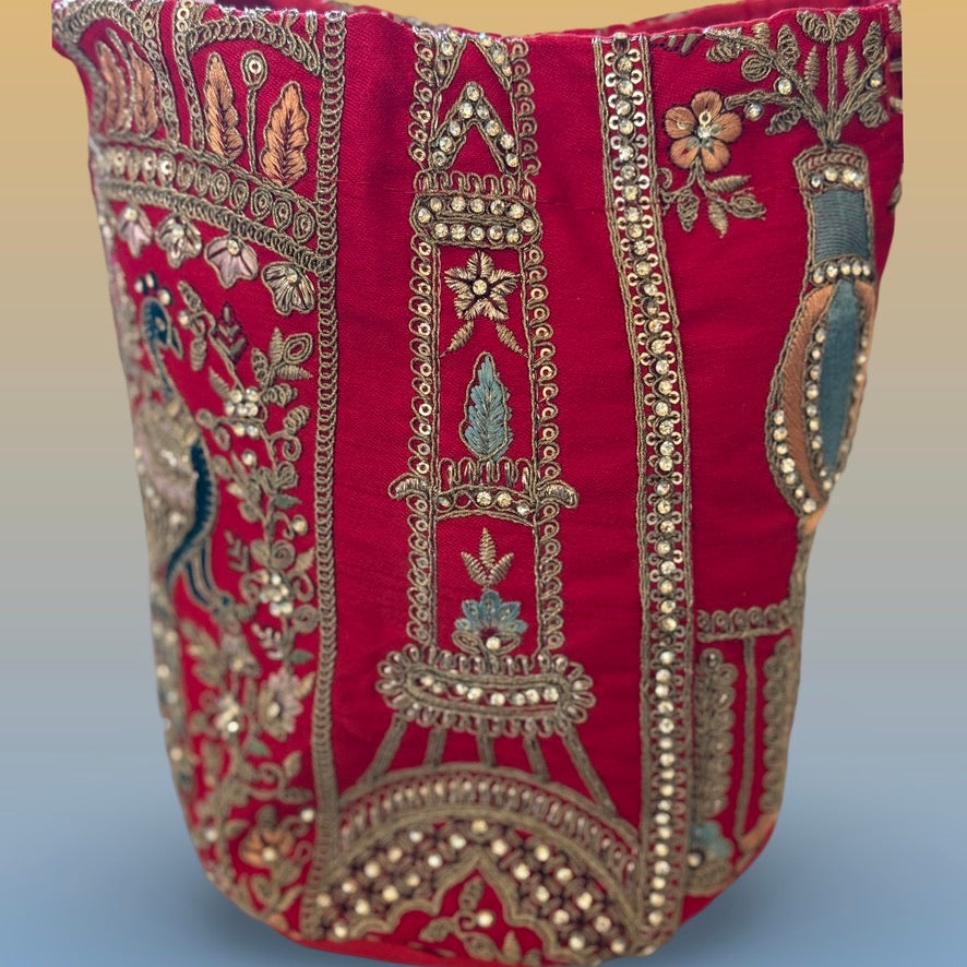 Red Peacock Potli Bag