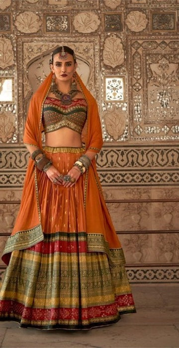 Off the Shoulder Silk Lehenga