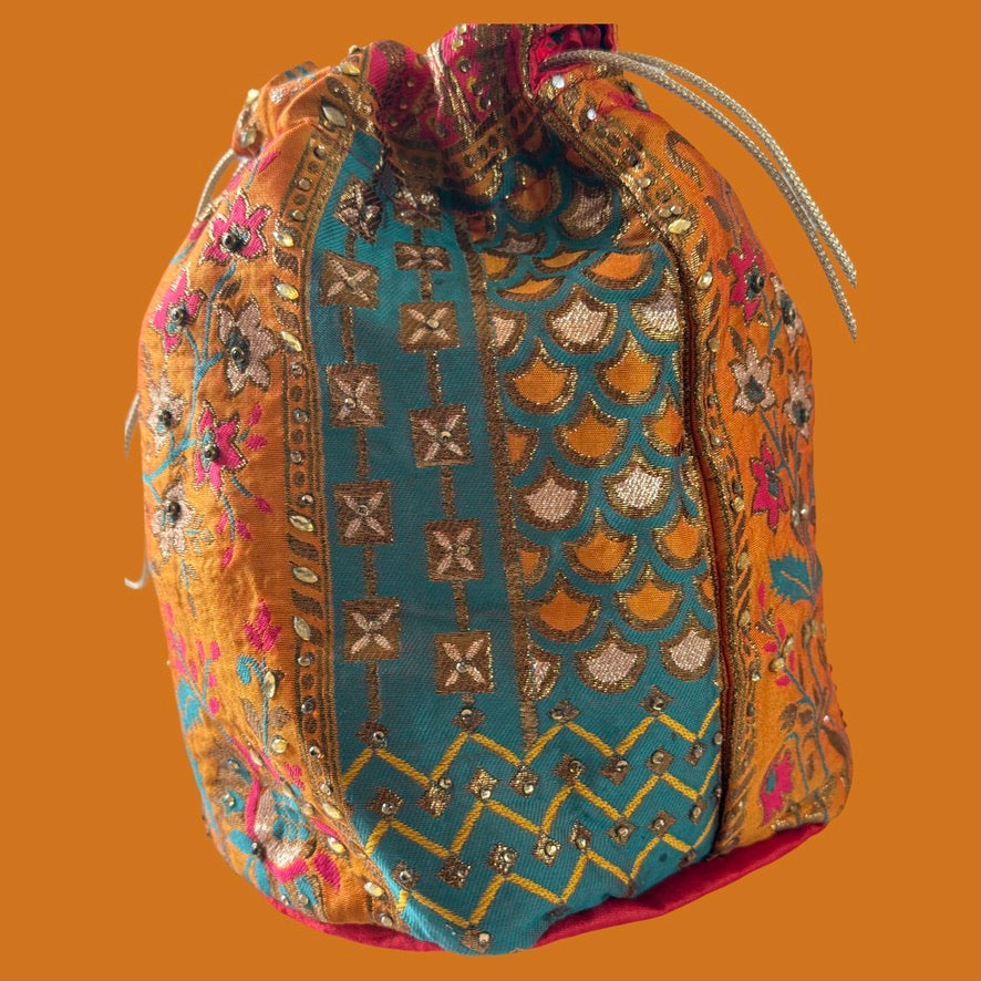 Orange Multi Tone Potli Bag