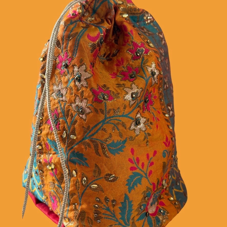 Orange Multi Tone Potli Bag