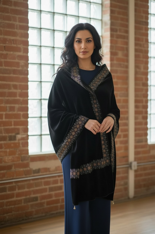Black Velvet Beaded Shawl