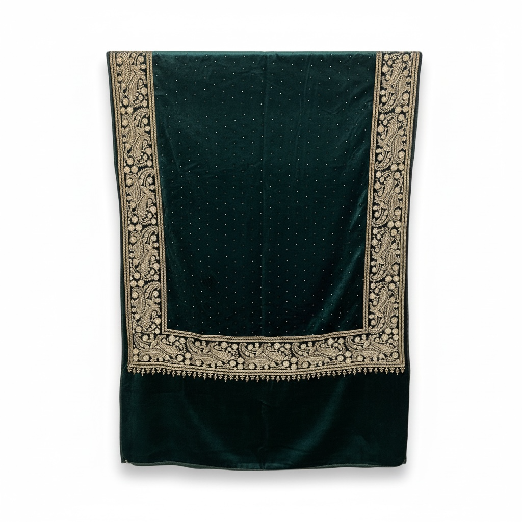 Emerald Green Velvet Shawl