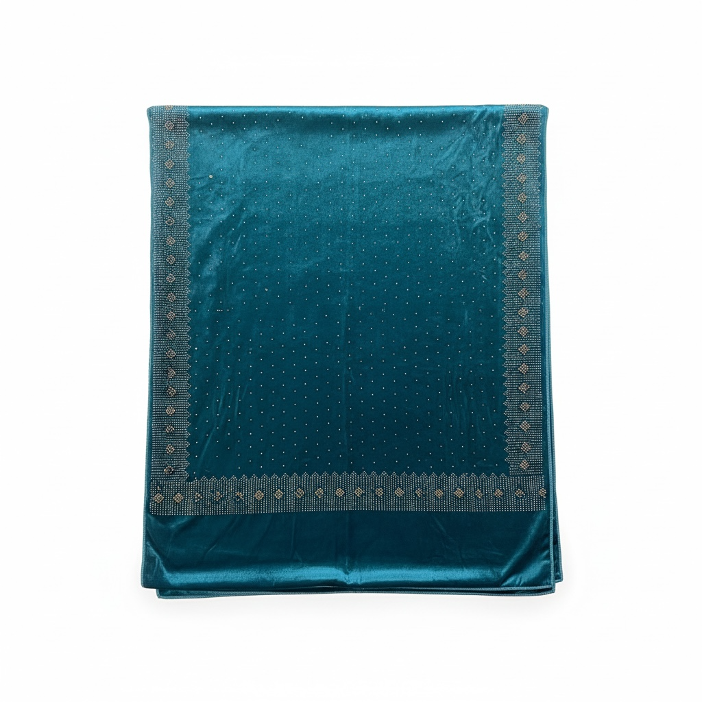 Peacock Blue Crushed Velvet Shawl