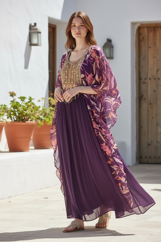 Purple Floral Kaftan