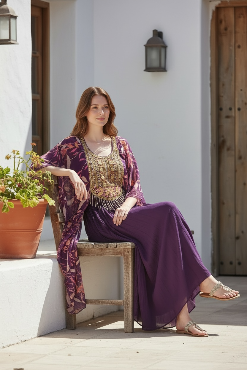 Purple Floral Kaftan