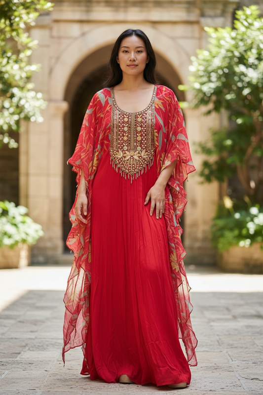 Floral Hot Pink Kaftan