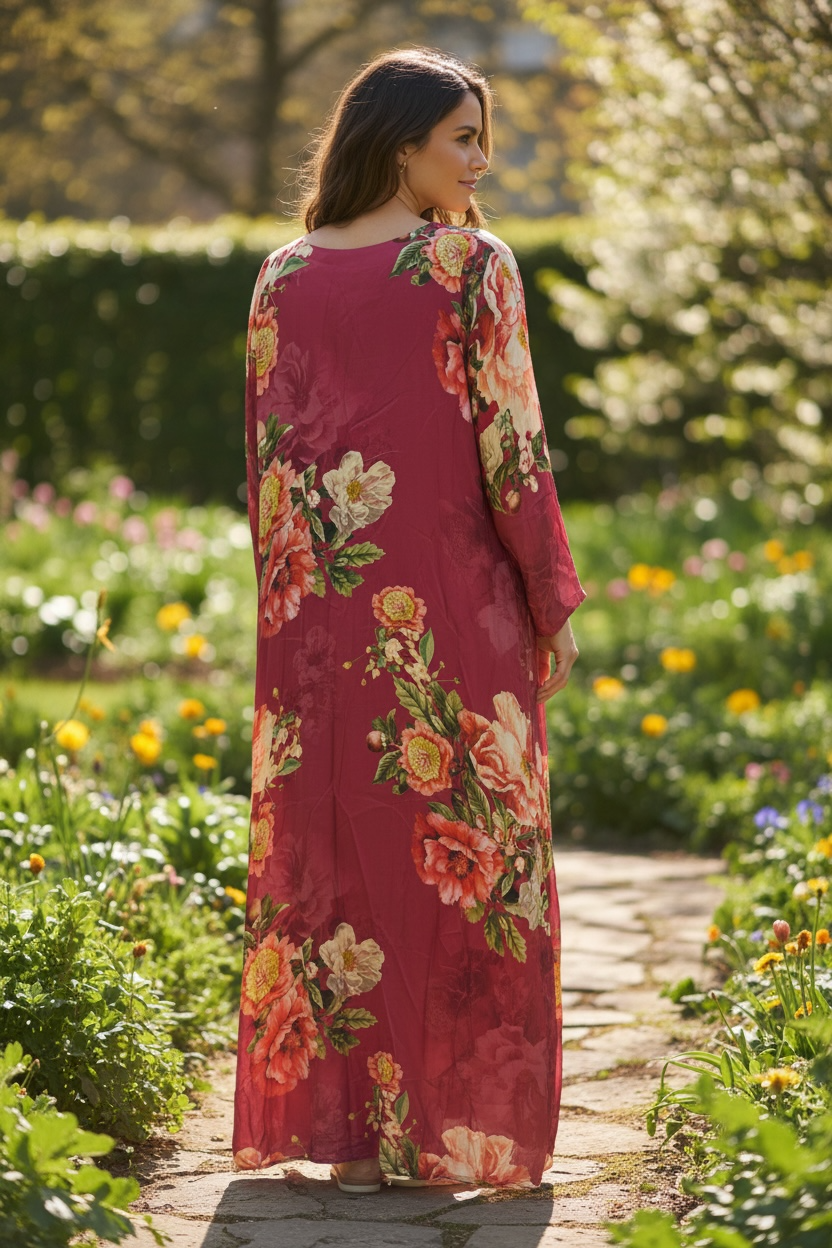 Magenta Floral Kaftan