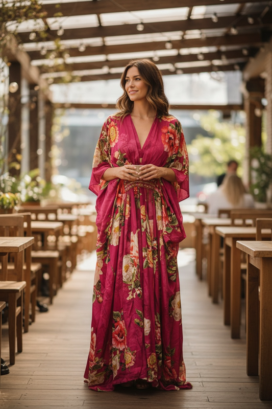 Magenta Floral Kaftan