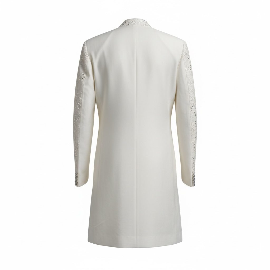 White and Silver Sequin Sherwani