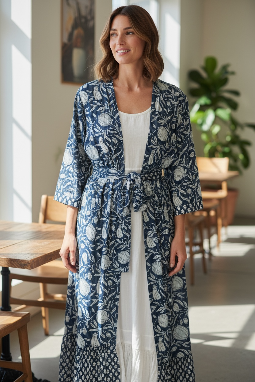 Printed 2 Piece Dress Set with Belt