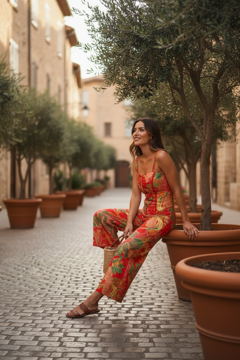 Rani Pink (Jungle Theme) Corset Palazzo Set