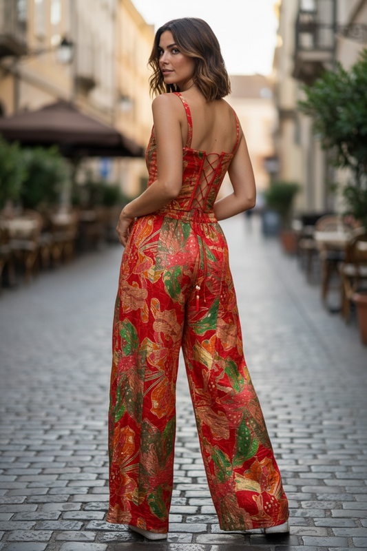 Rani Pink (Jungle Theme) Corset Palazzo Set