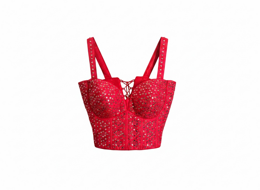 Corset - Red with Small Mirrors