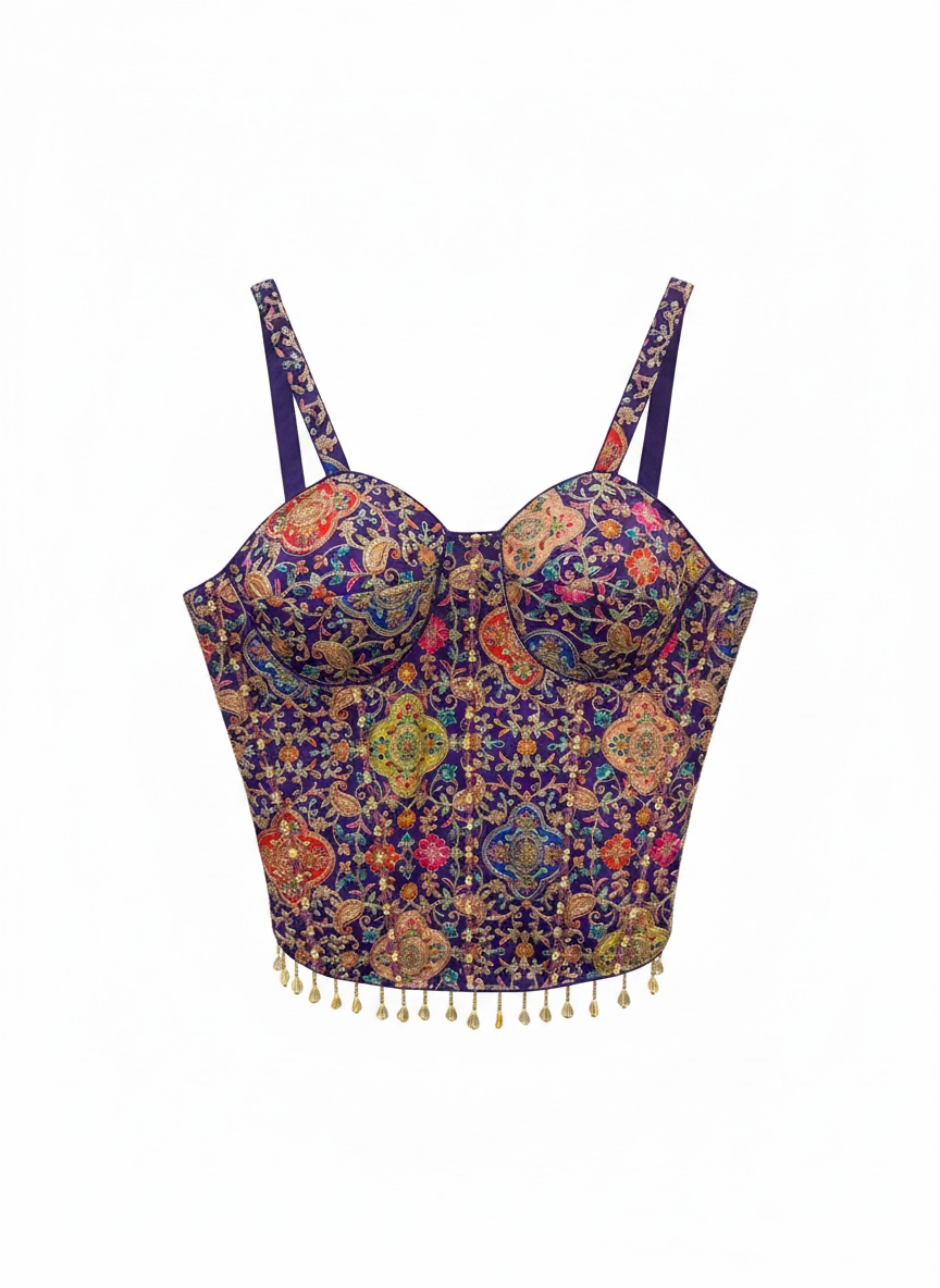 Deep Purple Embroidered Corset