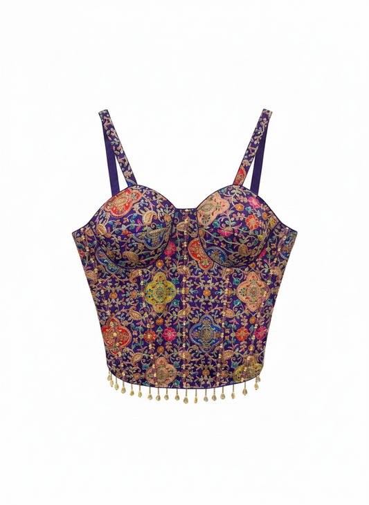 Deep Purple Embroidered Corset