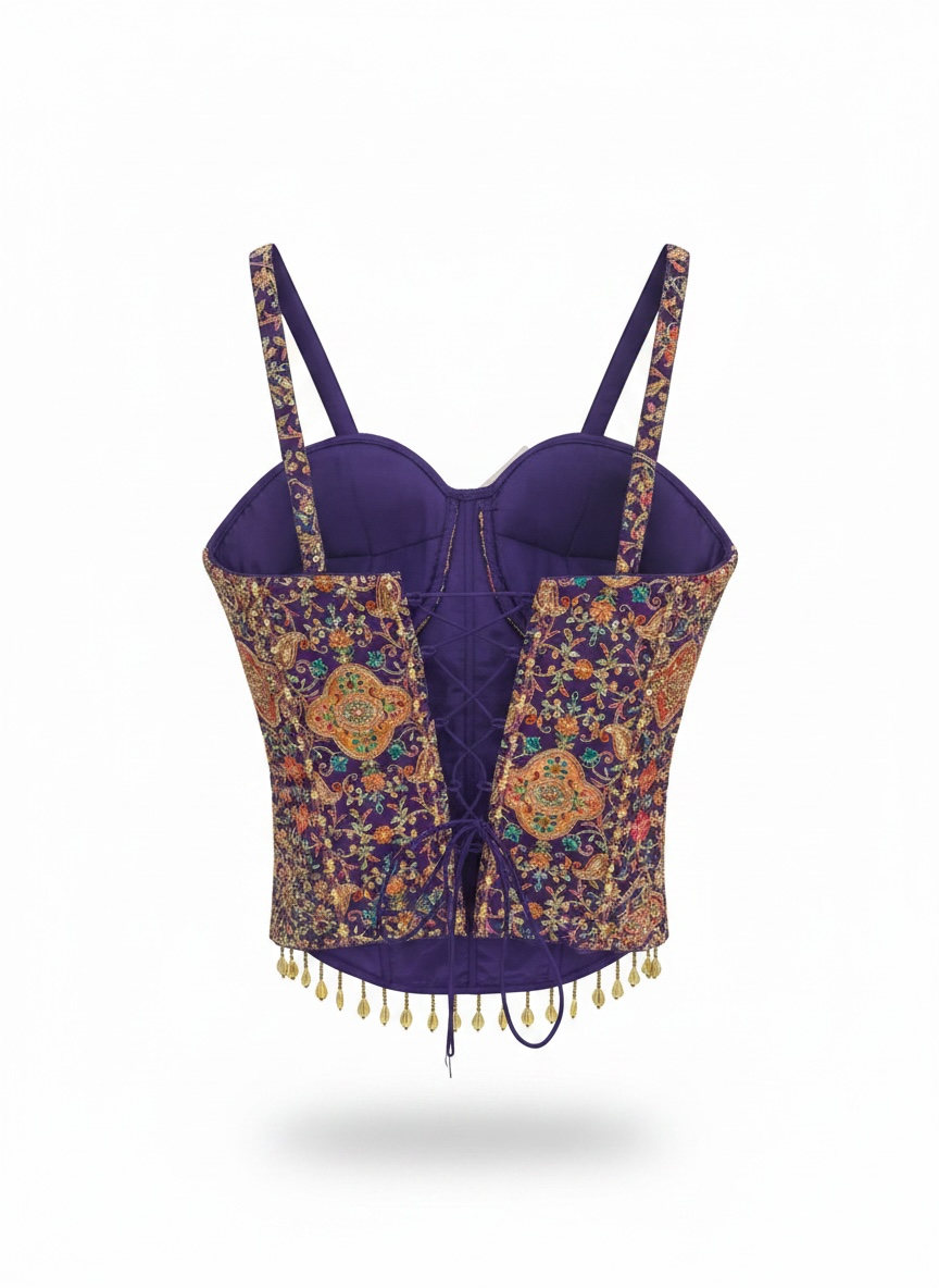 Deep Purple Embroidered Corset