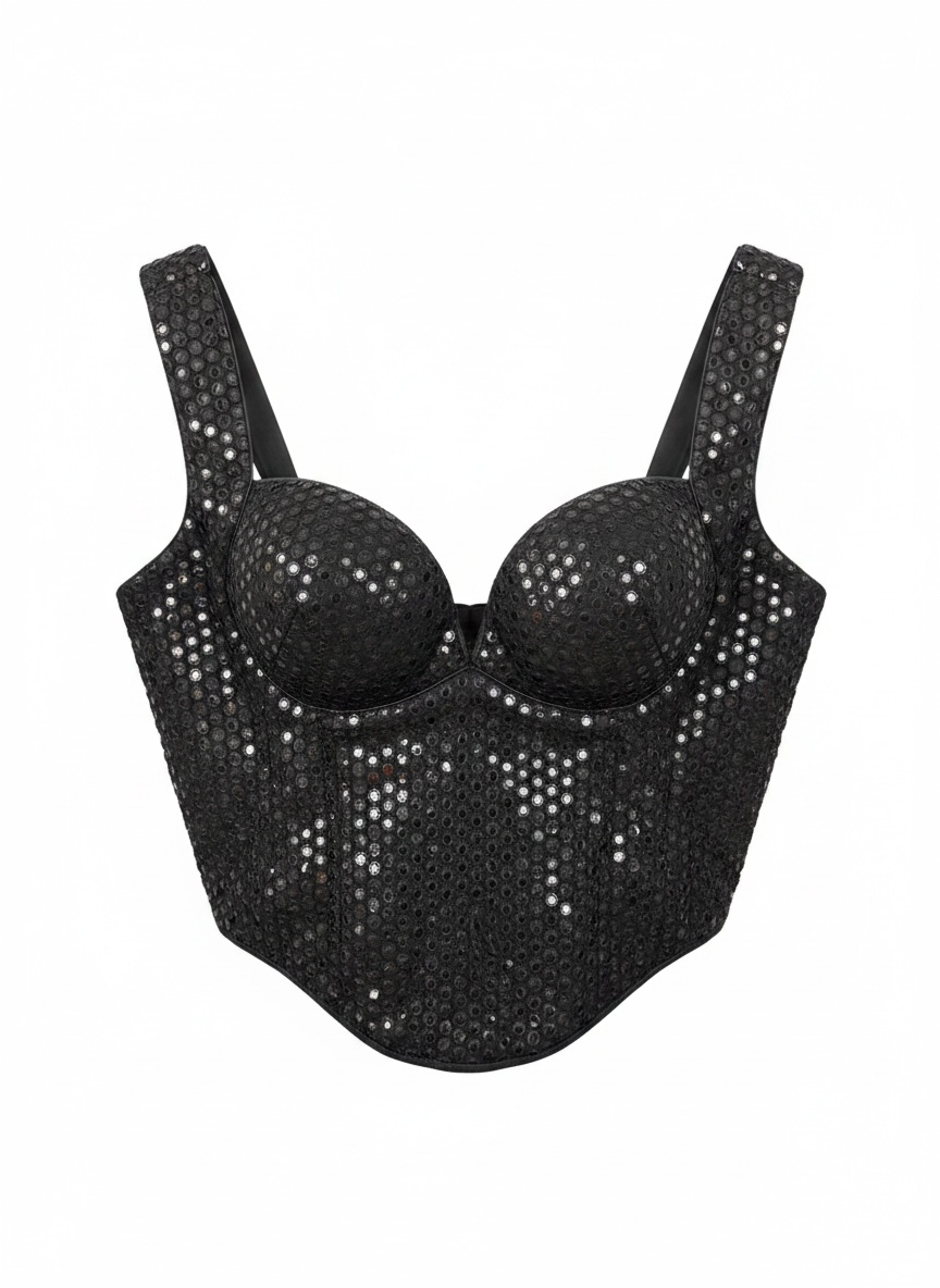 Black Foil Sequin Corset