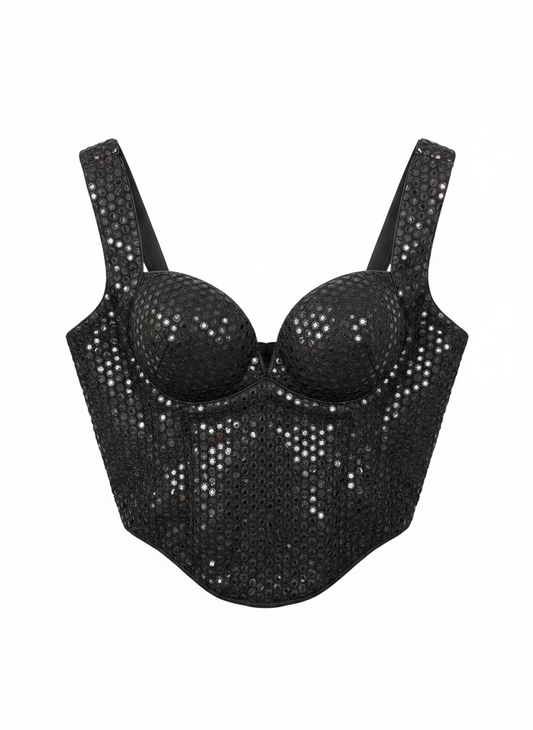 Black Foil Sequin Corset